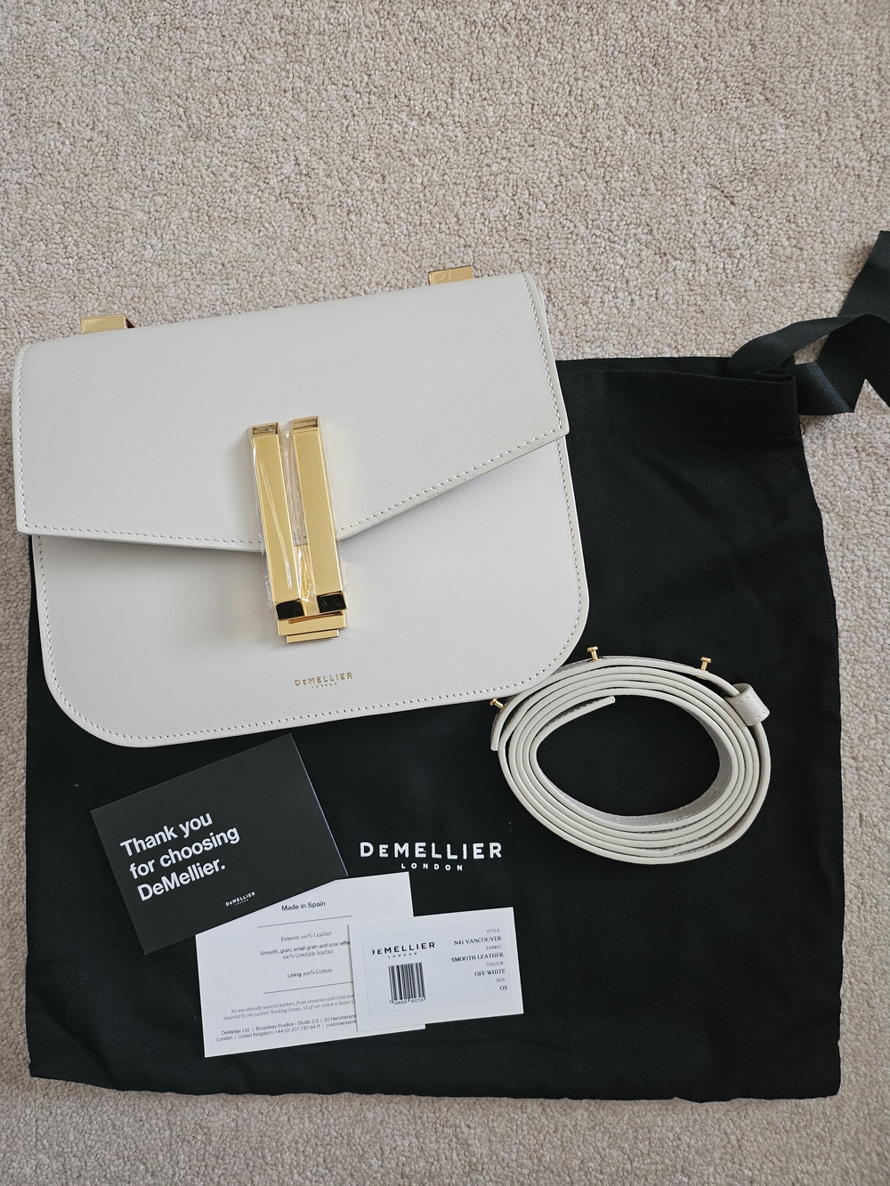 DeMellier Women's White Leather Crossbody Bag with Gold Hardware
